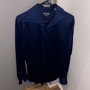 VAN HEUSEN, dark navy blue, slim fit, 15-15.5 over 32/33, M, worn once